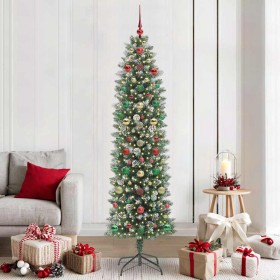 Árbol Navideño Artificial Delgado con 300 LED verde y 210 cm