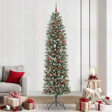 Árbol Navideño Artificial Delgado con 300 LED verde y 240 cm