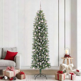 Árbol Navideño Artificial Delgado con 300 LED verde y 240 cm
