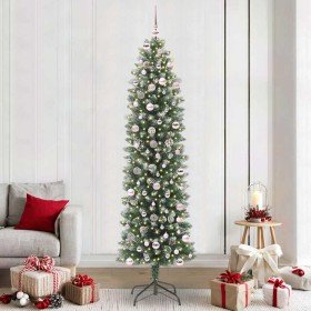 Árbol Navideño Artificial Delgado con 300 LED verde y 240 cm