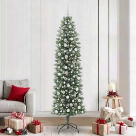 Árbol Navideño Artificial Delgado con 300 LED verde y 240 cm