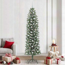 Árbol Navideño Artificial Delgado con 300 LED verde y 240 cm