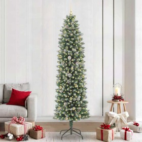 Árbol Navideño Artificial Delgado con 300 LED verde y 240 cm