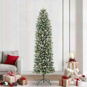 Árbol Navideño Artificial Delgado con 300 LED verde y 240 cm