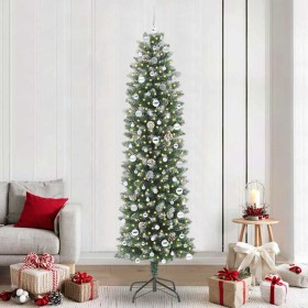 Árbol Navideño Artificial Delgado con 300 LED verde y 240 cm