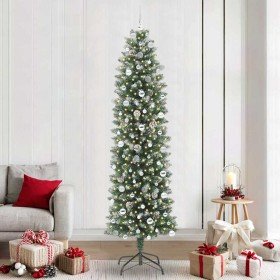 Árbol Navideño Artificial Delgado con 300 LED verde y 240 cm