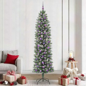 Árbol Navideño Artificial Delgado con 300 LED verde y 240 cm