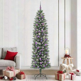 Árbol Navideño Artificial Delgado con 300 LED verde y 240 cm