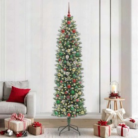 Árbol Navideño Artificial Delgado con 300 LED verde y 240 cm