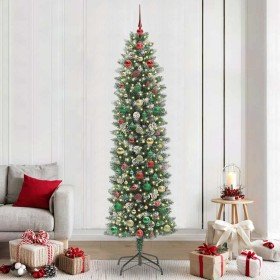 Árbol Navideño Artificial Delgado con 300 LED verde y 240 cm