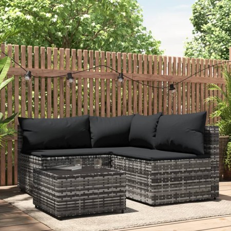 4-piece garden furniture set and gray synthetic rattan cushions by vidaXL, Outdoor sofas - Ref: Foro24-319765, Price: 321,55 ...
