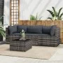 Set de muebles de jardín 4 pzas y cojines ratán sintético gris de vidaXL, Sofás de exterior - Ref: Foro24-319767, Precio: 262...