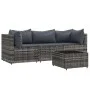 Set de muebles de jardín 4 pzas y cojines ratán sintético gris de vidaXL, Sofás de exterior - Ref: Foro24-319767, Precio: 262...