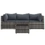 Set de muebles de jardín 4 pzas y cojines ratán sintético gris de vidaXL, Sofás de exterior - Ref: Foro24-319767, Precio: 262...
