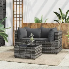 3-teiliges Gartenmöbel-Set und graue synthetische Rattankissen von vidaXL, Outdoor-Sofas - Ref: Foro24-319763, Preis: 190,91 ...