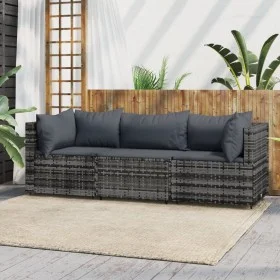 3-piece garden furniture set and gray synthetic rattan cushions by vidaXL, Outdoor sofas - Ref: Foro24-319766, Price: 206,28 ...