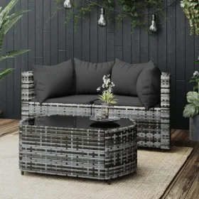 3-piece garden furniture set and gray synthetic rattan cushions by vidaXL, Outdoor sofas - Ref: Foro24-319775, Price: 192,45 ...
