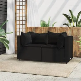 Garden corner sofas with cushions 2 pcs black synthetic rattan by vidaXL, Outdoor sofas - Ref: Foro24-319778, Price: 190,45 €...