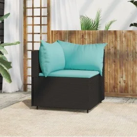 Garden corner sofa with black synthetic rattan cushions by vidaXL, Outdoor sofas - Ref: Foro24-319793, Price: 75,53 €, Discou...