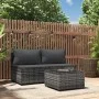 Set de muebles de jardín 3 pzas y cojines ratán sintético gris de vidaXL, Sofás de exterior - Ref: Foro24-319771, Precio: 162...