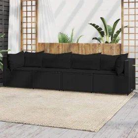 Garden set with cushions 4 pieces black synthetic rattan by vidaXL, Outdoor sofas - Ref: Foro24-319784, Price: 339,62 €, Disc...