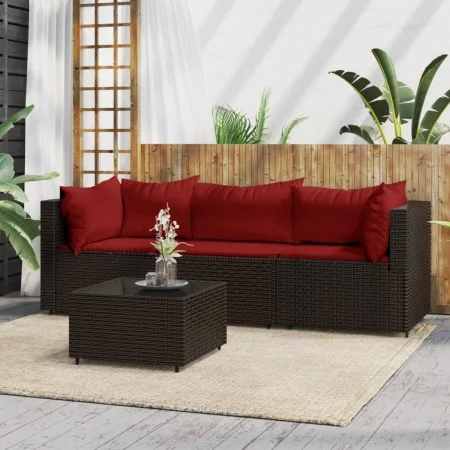4-piece garden furniture set and brown synthetic rattan cushions by vidaXL, Outdoor sofas - Ref: Foro24-319815, Price: 240,52...