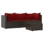 Set muebles de jardín 4 piezas y cojines ratán sintético marrón de vidaXL, Sofás de exterior - Ref: Foro24-319815, Precio: 24...