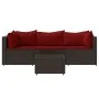 4-piece garden furniture set and brown synthetic rattan cushions by vidaXL, Outdoor sofas - Ref: Foro24-319815, Price: 240,52...