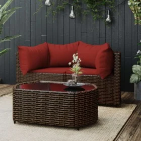 3-piece garden furniture set and brown synthetic rattan cushions by vidaXL, Outdoor sofas - Ref: Foro24-319823, Price: 192,08...