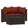3-piece garden furniture set and brown synthetic rattan cushions by vidaXL, Outdoor sofas - Ref: Foro24-319823, Price: 208,56...