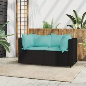 Garden corner sofas with cushions 2 pcs black synthetic rattan by vidaXL, Outdoor sofas - Ref: Foro24-319794, Price: 164,22 €...