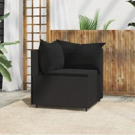 Garden corner sofa with black synthetic rattan cushions by vidaXL, Outdoor sofas - Ref: Foro24-319777, Price: 74,43 €, Discou...