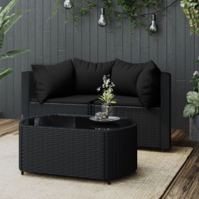 3-teiliges Gartenmöbel-Set und schwarze synthetische Rattankissen von vidaXL, Outdoor-Sofas - Ref: Foro24-319791, Preis: 205,...