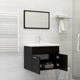 Badezimmermöbelset aus schwarzer Spanplatte von vidaXL, Badezimmermöbel - Ref: Foro24-3070866, Preis: 162,71 €, Rabatt: %