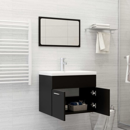 Badezimmermöbelset aus schwarzer Spanplatte von vidaXL, Badezimmermöbel - Ref: Foro24-3070866, Preis: 168,31 €, Rabatt: %