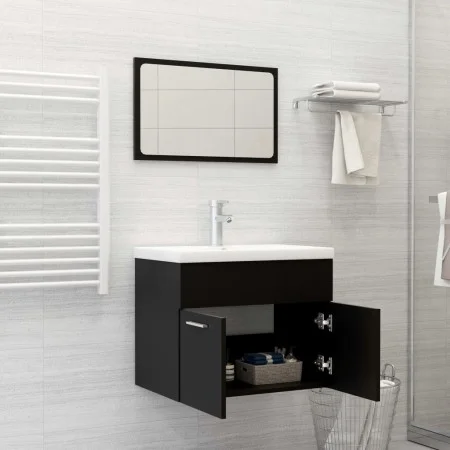 Black chipboard bathroom furniture set by vidaXL, Bathroom furniture - Ref: Foro24-3070866, Price: 166,64 €, Discount: %