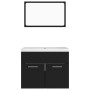 Conjunto de muebles de baño aglomerado negro de vidaXL, Muebles de baño - Ref: Foro24-3070866, Precio: 171,93 €