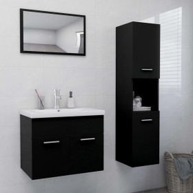 Badezimmermöbelset aus schwarzer Spanplatte von vidaXL, Badezimmermöbel - Ref: Foro24-3071136, Preis: 229,11 €, Rabatt: %