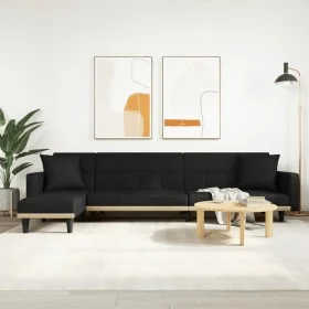 L-shaped sofa bed black fabric 275x140x70 cm by vidaXL, Sofas - Ref: Foro24-3157234, Price: 435,82 €, Discount: %