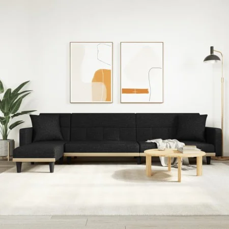 L-shaped sofa bed black fabric 275x140x70 cm by vidaXL, Sofas - Ref: Foro24-3157234, Price: 435,82 €, Discount: %
