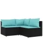 3-teiliges Gartenmöbel-Set und schwarze synthetische Rattankissen von vidaXL, Outdoor-Sofas - Ref: Foro24-319796, Preis: 209,...