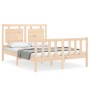 Bed frame with solid wood headboard 140x200 cm by vidaXL, Beds and slatted bases - Ref: Foro24-3192166, Price: 141,59 €, Disc...
