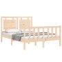 Bed frame with solid wood headboard 140x200 cm by vidaXL, Beds and slatted bases - Ref: Foro24-3192166, Price: 141,59 €, Disc...