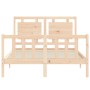 Bed frame with solid wood headboard 140x200 cm by vidaXL, Beds and slatted bases - Ref: Foro24-3192166, Price: 141,59 €, Disc...