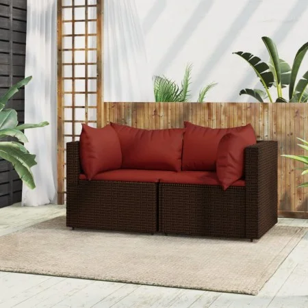 Garden corner sofas with cushions 2 units brown synthetic rattan by vidaXL, Outdoor sofas - Ref: Foro24-319810, Price: 144,53...