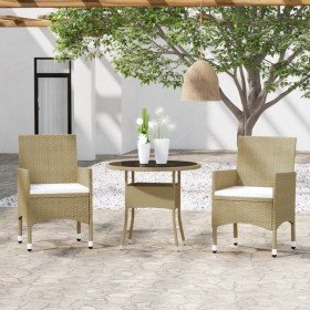 Juego de comedor para jardín de 3 piezas ratán sintético beige en Conjuntos de jardín | Comprar online en Foro24