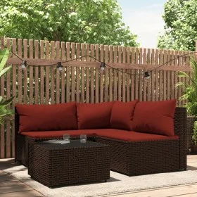 Garden furniture set, 4 pieces, with brown synthetic rattan cushions. by vidaXL, Outdoor sofas - Ref: Foro24-319813, Price: 2...
