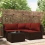 Set muebles de jardín 4 piezas y cojines ratán sintético marrón de vidaXL, Sofás de exterior - Ref: Foro24-319813, Precio: 28...