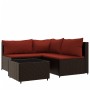 4-teiliges Gartenmöbel-Set und Kissen Kunstrattan braun von vidaXL, Outdoor-Sofas - Ref: Foro24-319813, Preis: 289,30 €, Raba...
