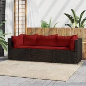 3-piece garden furniture set and brown synthetic rattan cushions by vidaXL, Outdoor sofas - Ref: Foro24-319814, Price: 246,22...
